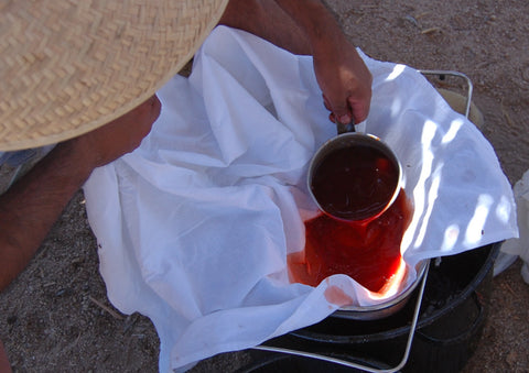 fine straining the juice