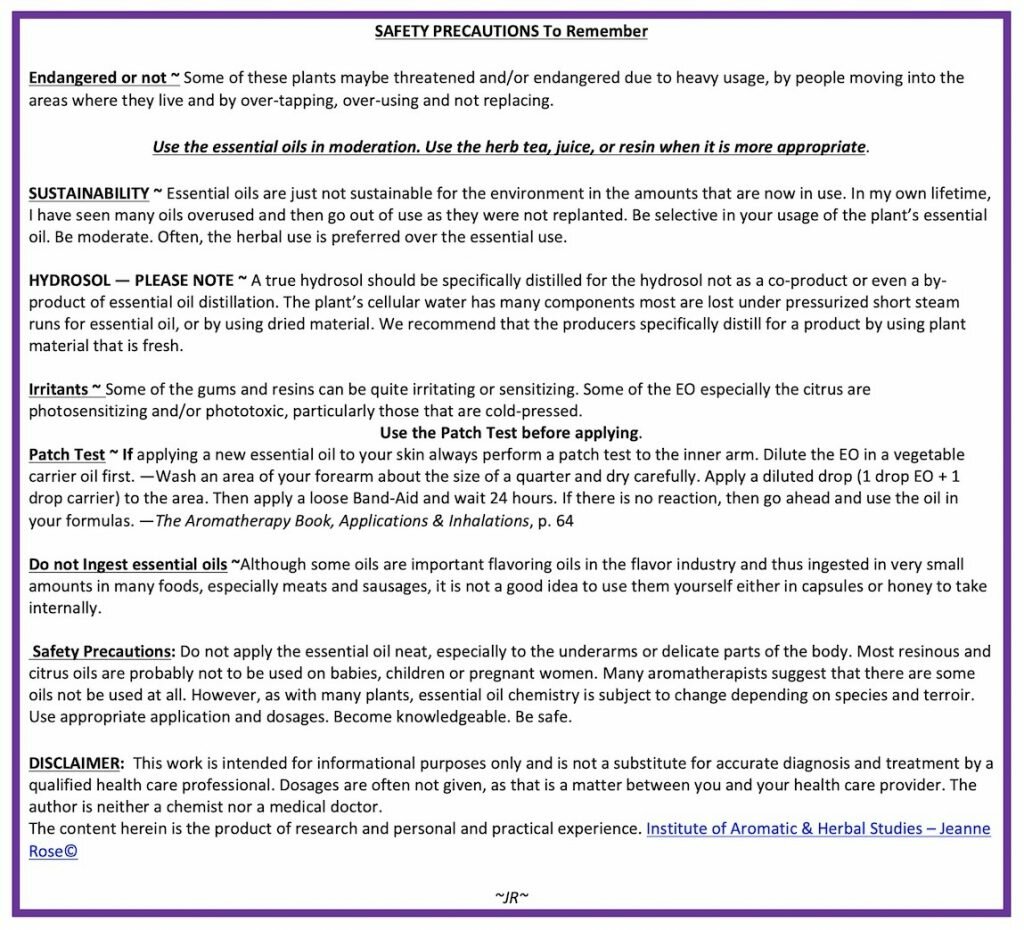 Safety Precautions - Use with care or not at all on children and the elderly.