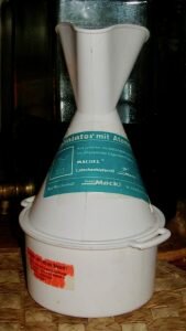 the inhalator, a funnel shaped tool to hold hot water and essential oils.
