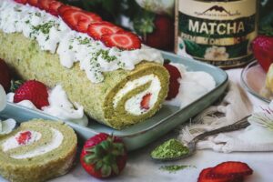 Strawberry Matcha Swiss Roll
